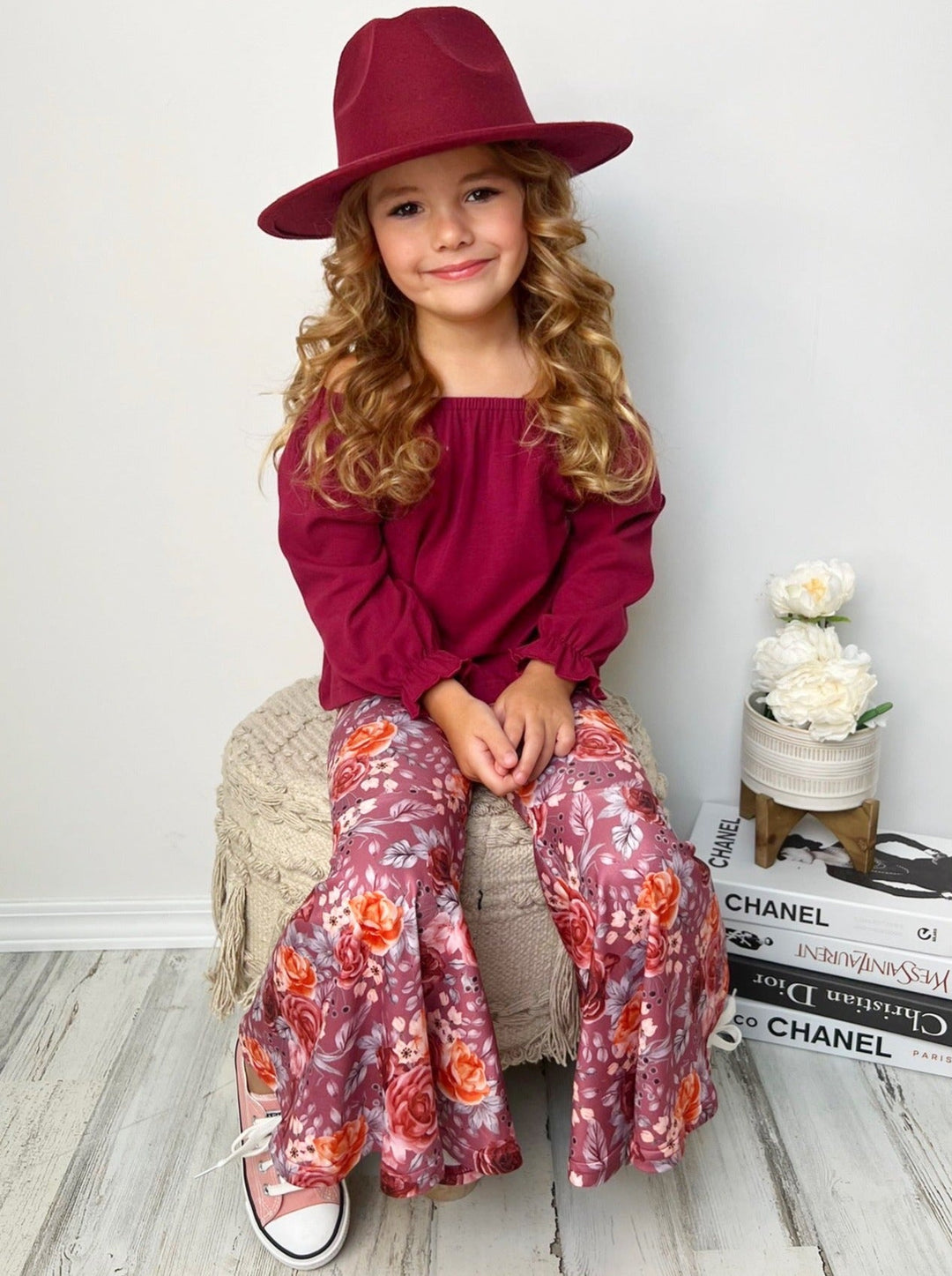 Little Girls Fall Outfits | Floral Bell Bottom Set | Girls Boutique