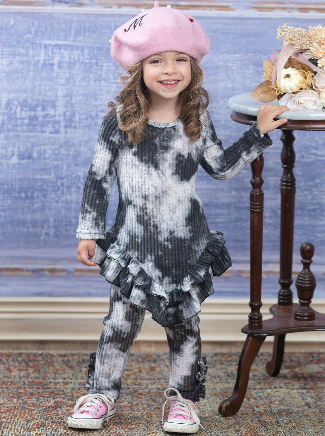 Girls Fall Sets | Tie Dye Waffle Knit Legging Set - Mia Belle Girls