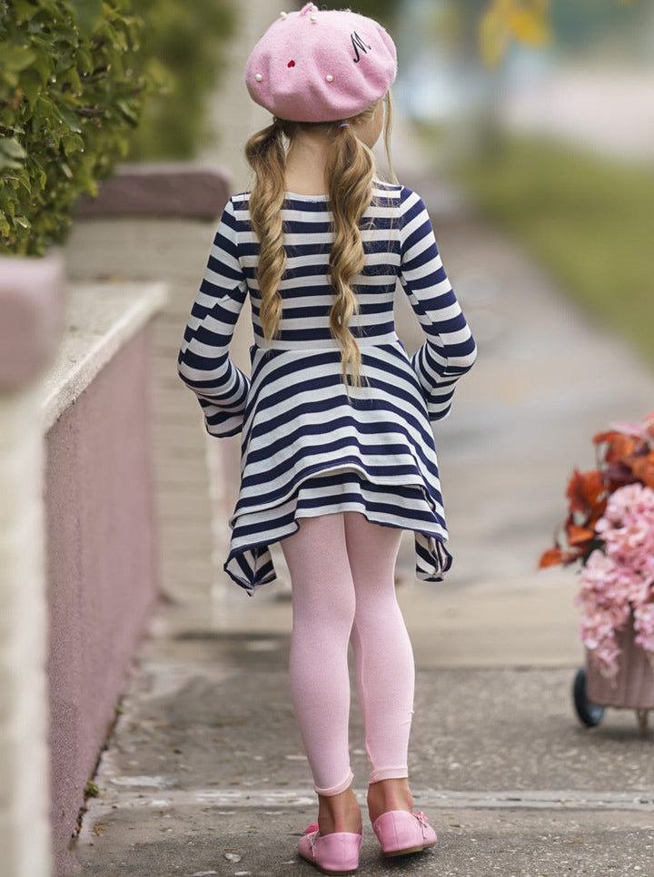 Girls Chic Fall | Striped Sidetail Tunic Legging Set - Mia Belle Girls