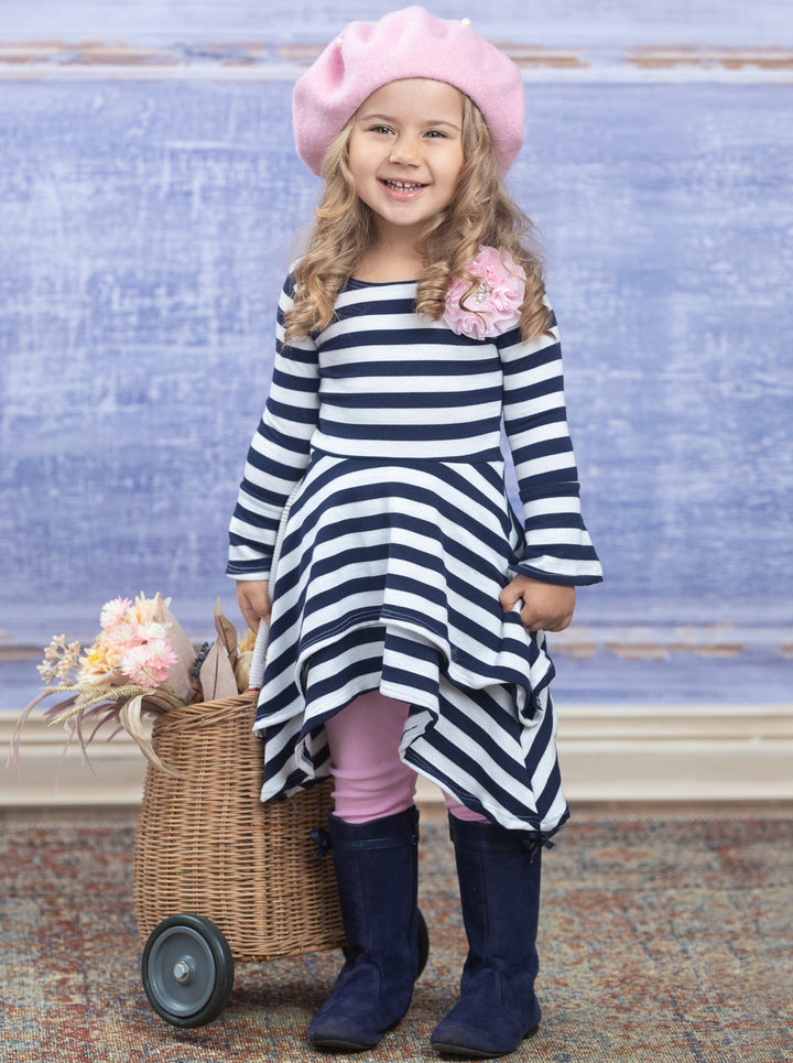 Girls Chic Fall | Striped Sidetail Tunic Legging Set - Mia Belle Girls