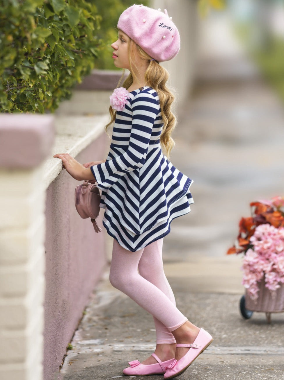 Girls Chic Fall | Striped Sidetail Tunic Legging Set - Mia Belle Girls