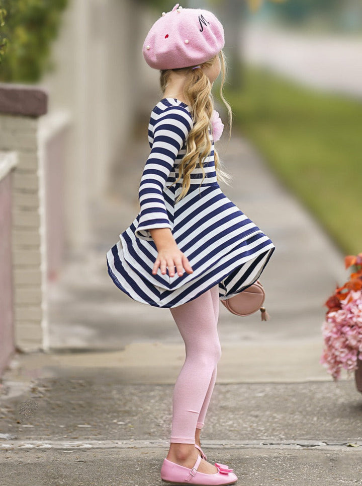 Girls Chic Fall | Striped Sidetail Tunic Legging Set - Mia Belle Girls