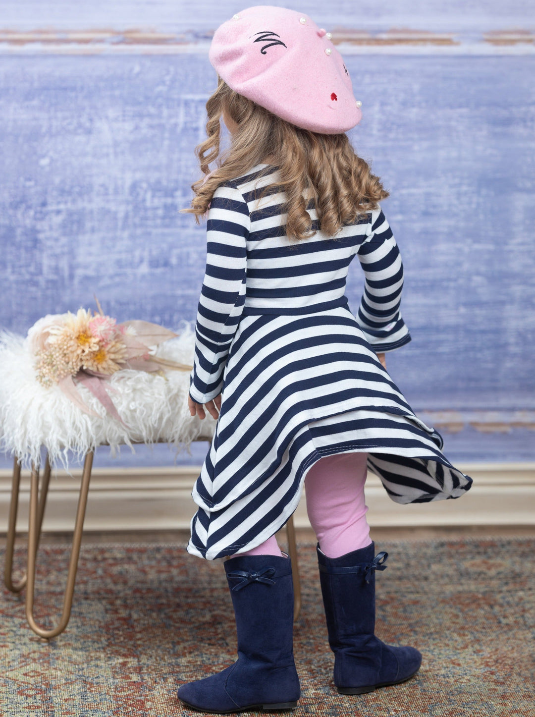 Girls Chic Fall | Striped Sidetail Tunic Legging Set - Mia Belle Girls