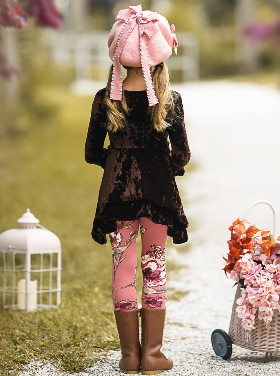 Girls Chic Fall | Velvet Sidetail Tunic Legging Set - Mia Belle Girls