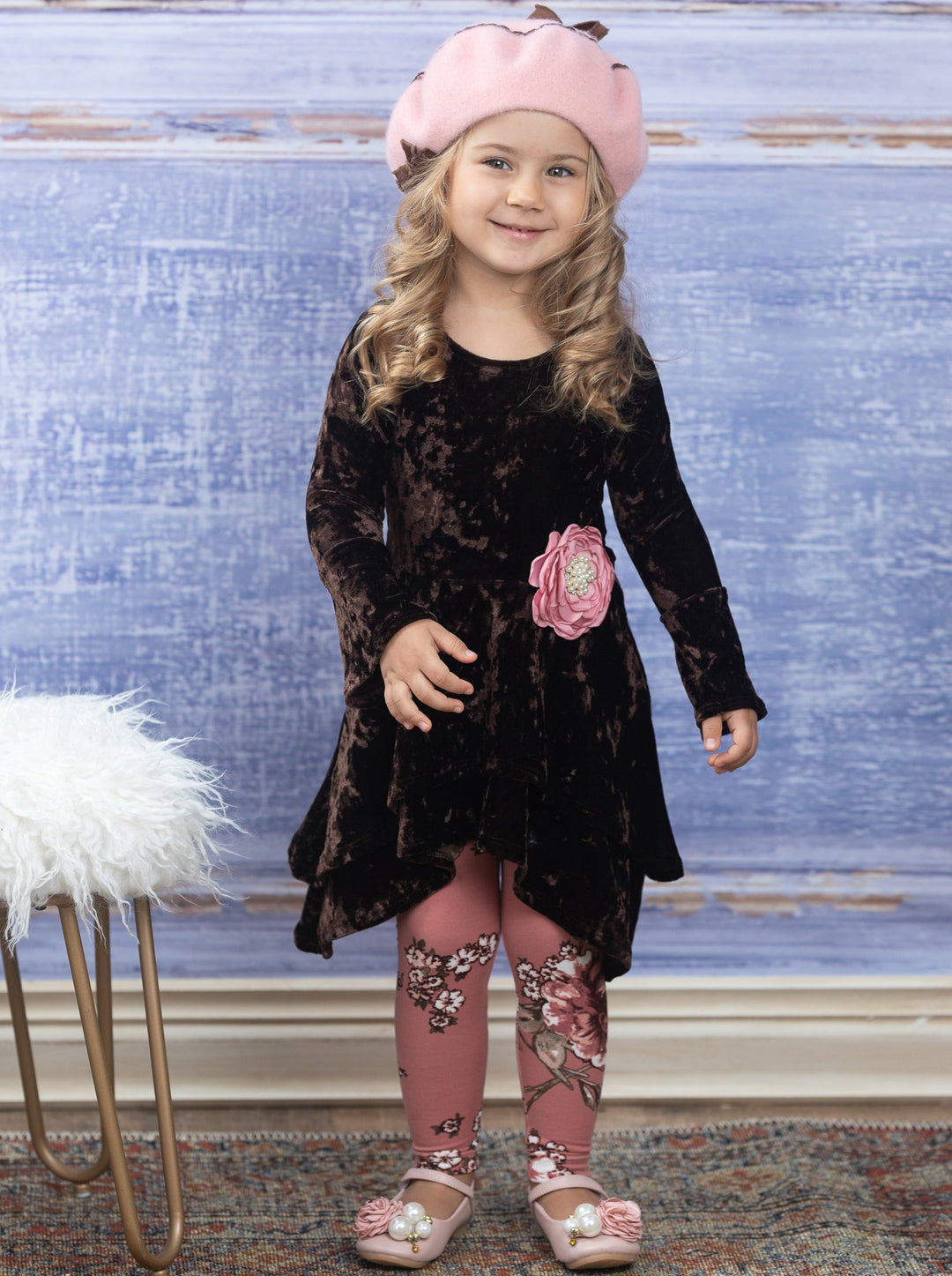 Girls Chic Fall | Velvet Sidetail Tunic Legging Set - Mia Belle Girls