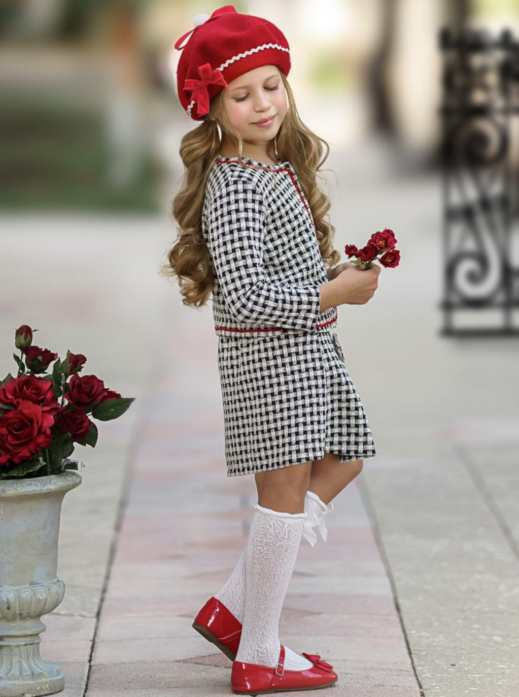 Girls Preppy Chic Outfit | Plaid Blazer & Skirt Set | Mia Belle Girls