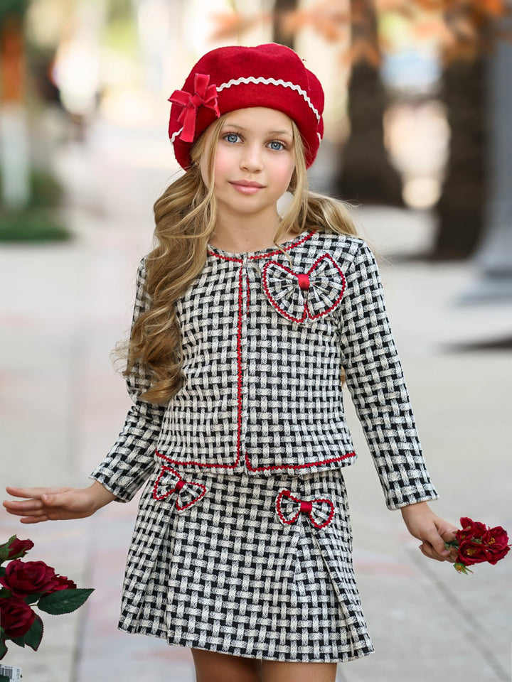 Girls Preppy Chic Outfit | Plaid Blazer & Skirt Set | Mia Belle Girls