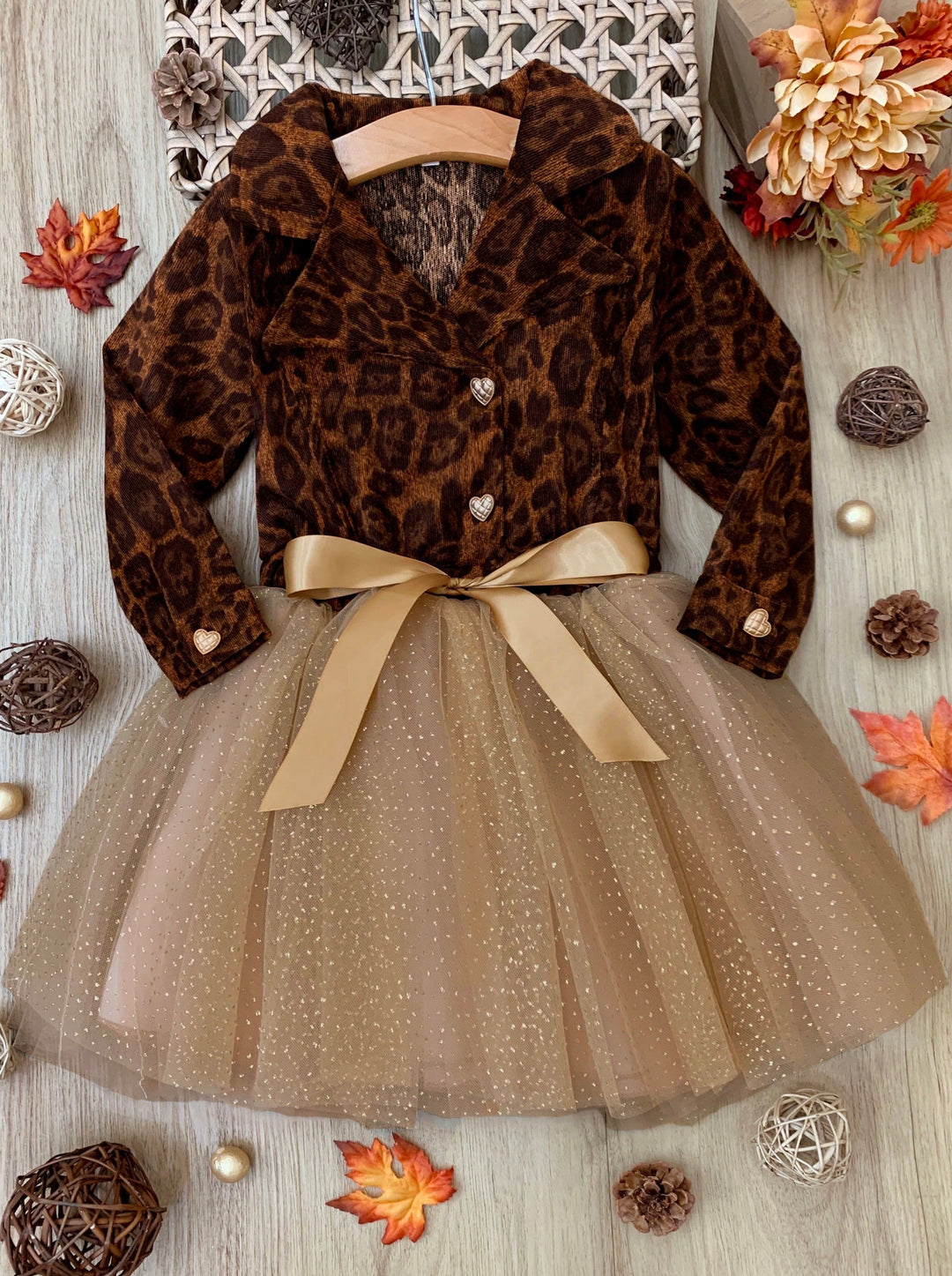 Preppy Chic Dress | Leopard Print Shimmer Tutu Dress | Mia Belle Girls