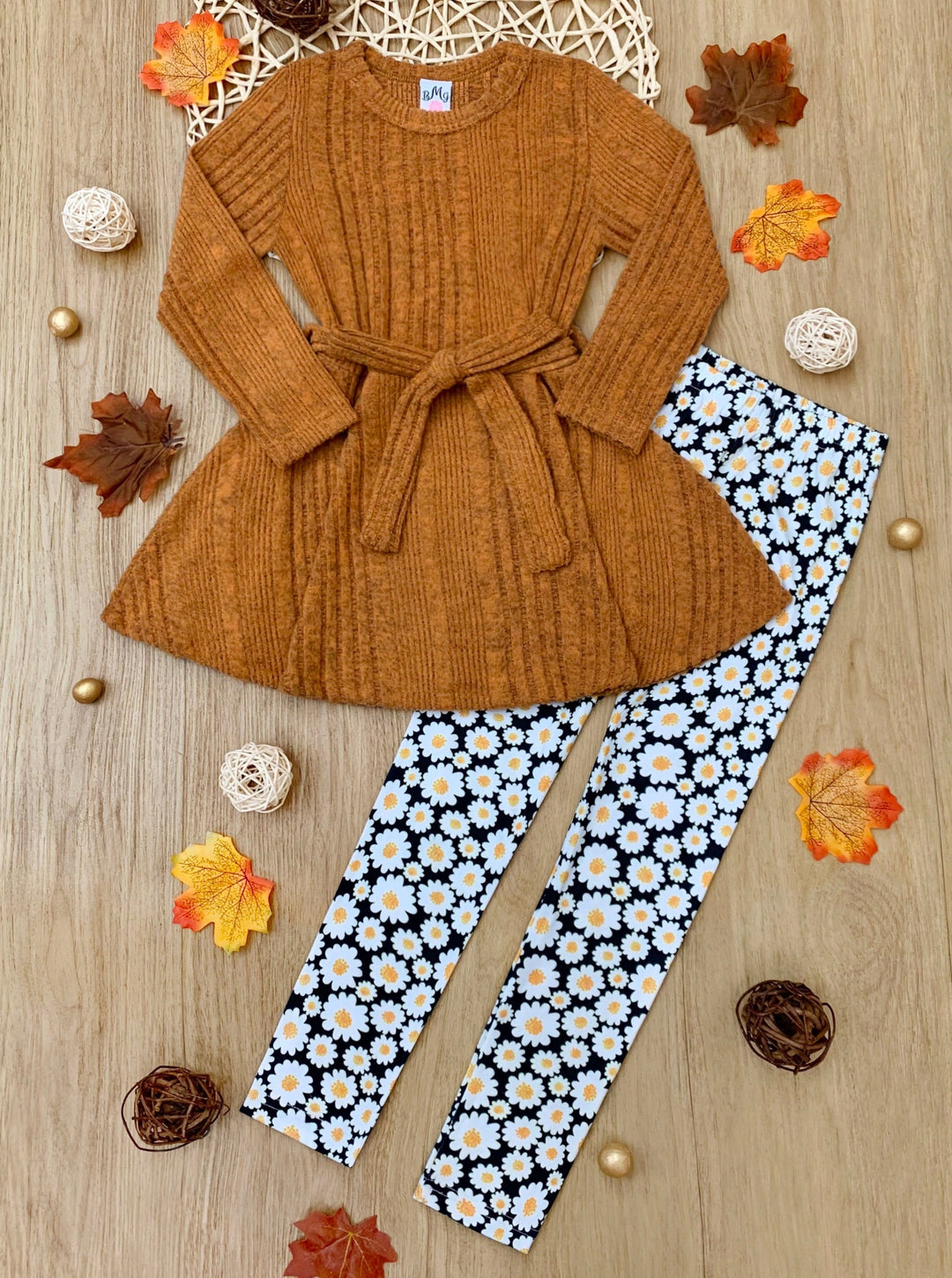 Golden Daisy Top- und Leggings-Set für Mädchen