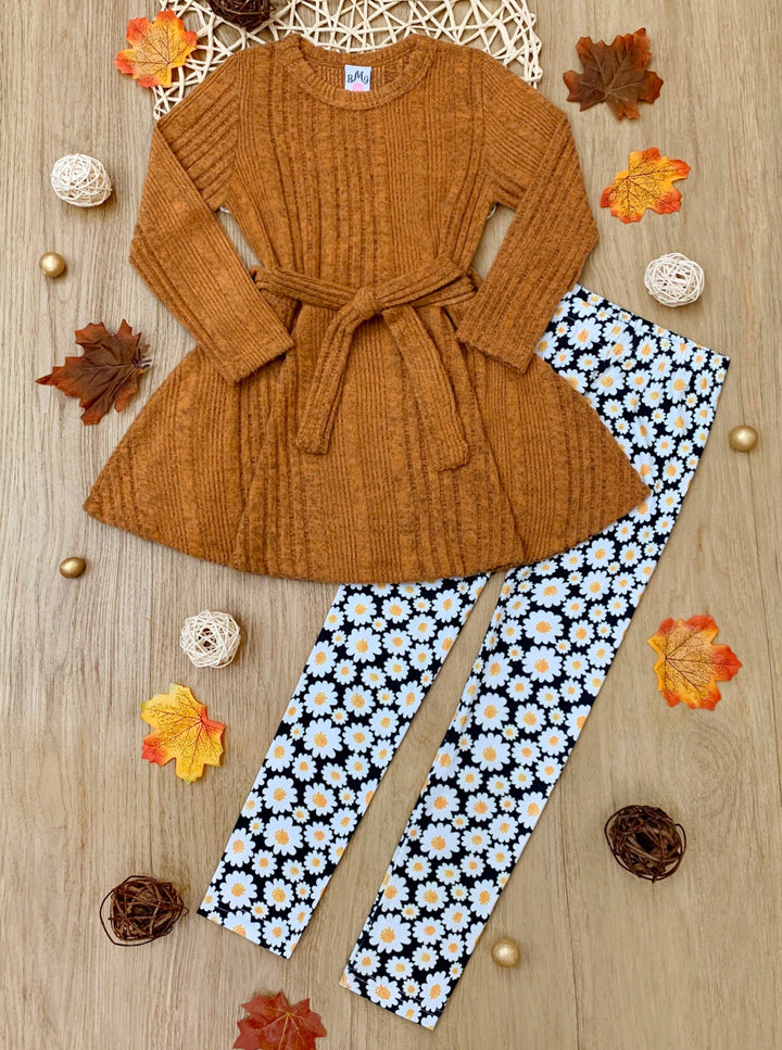 Golden Daisy Top- und Leggings-Set für Mädchen