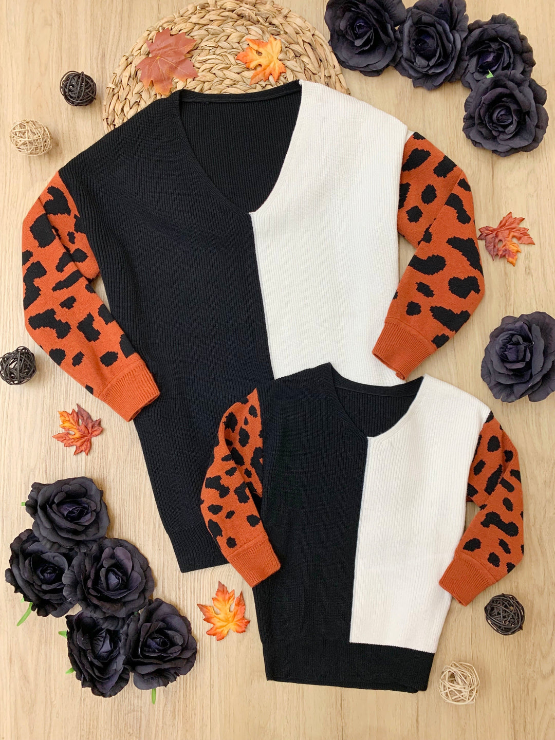 Mommy & Me Sweaters | Leopard Colorblock Sweaters | Mia Belle Girls