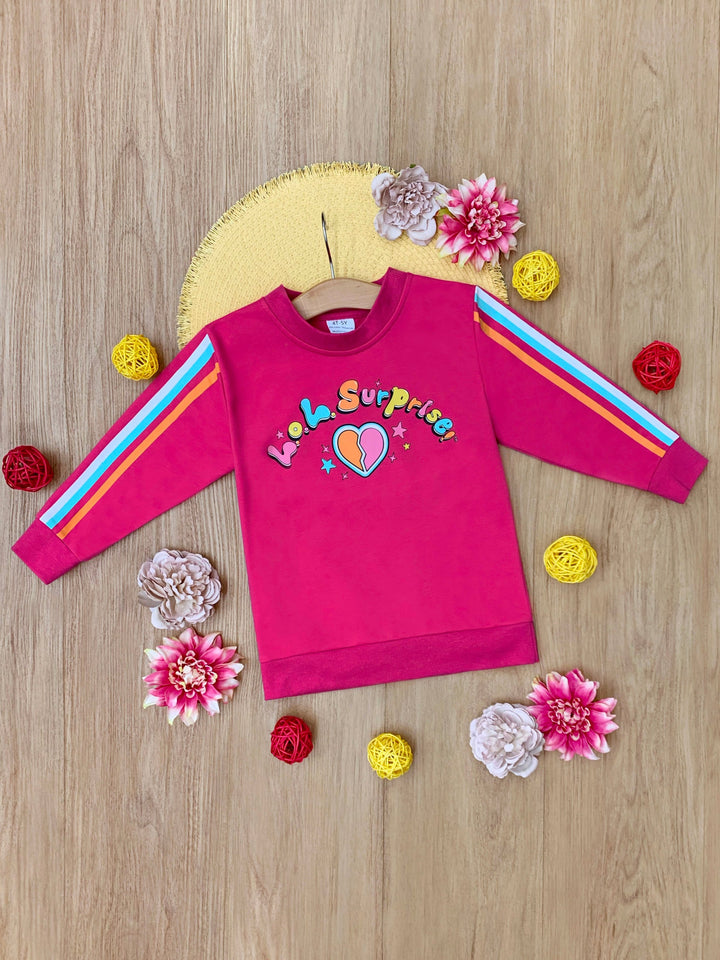 LOL ÜBERRASCHUNG! Rosa Sweatshirt mit Regenbogenstreifen