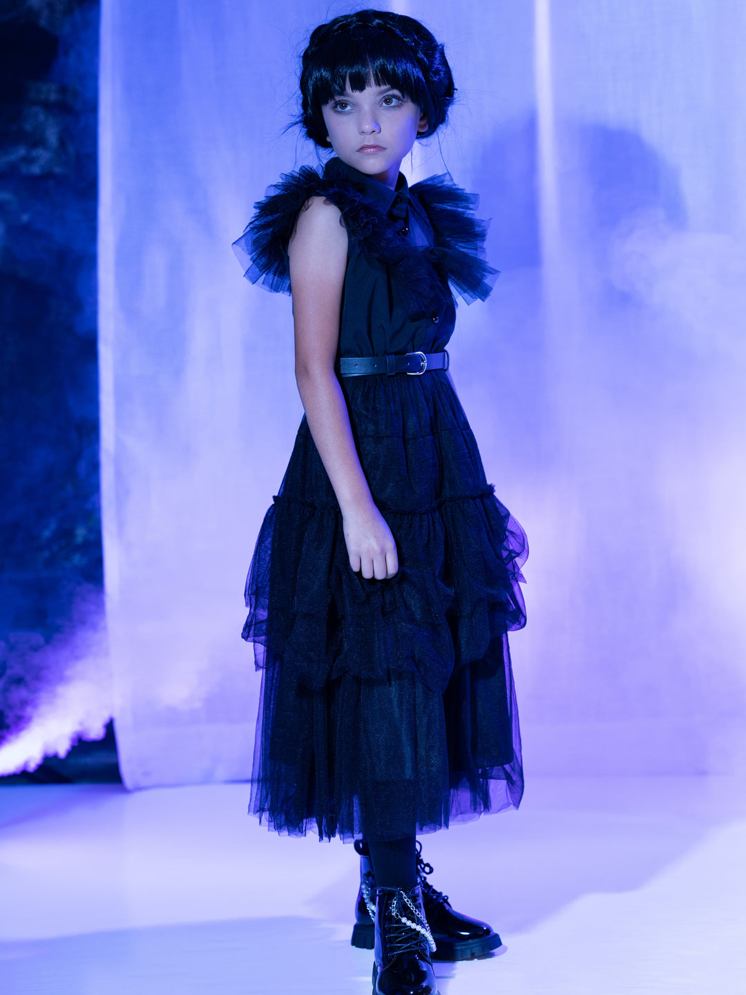 Girls Halloween Costumes | Prom Dance Wednesday Black Tulle Dress