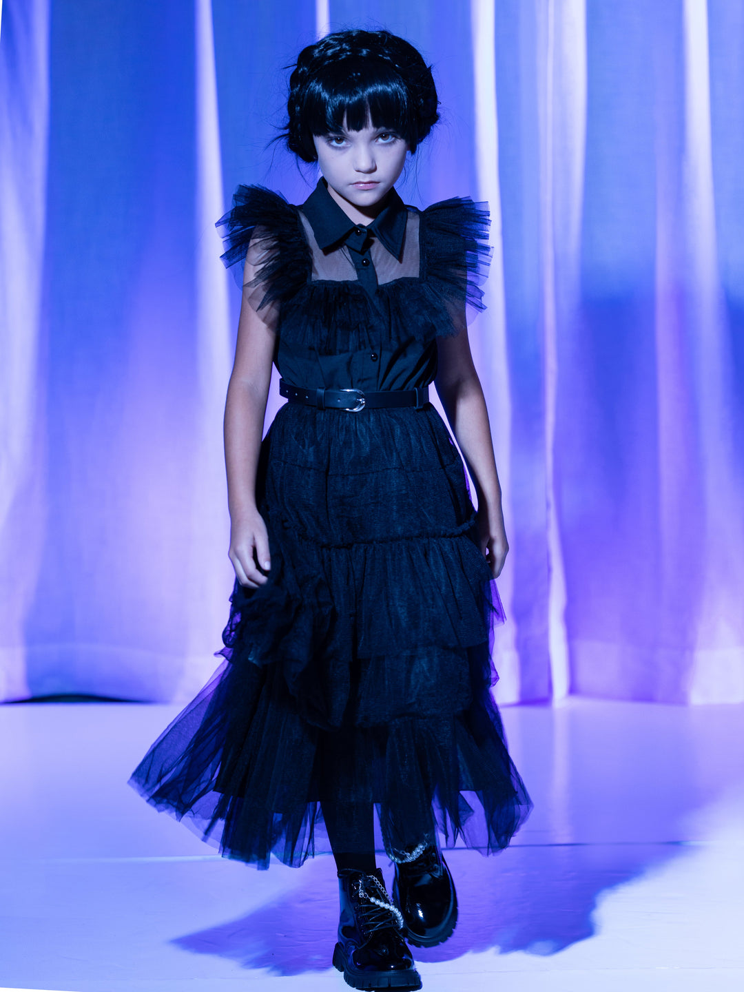 Girls Halloween Costumes | Prom Dance Wednesday Black Tulle Dress