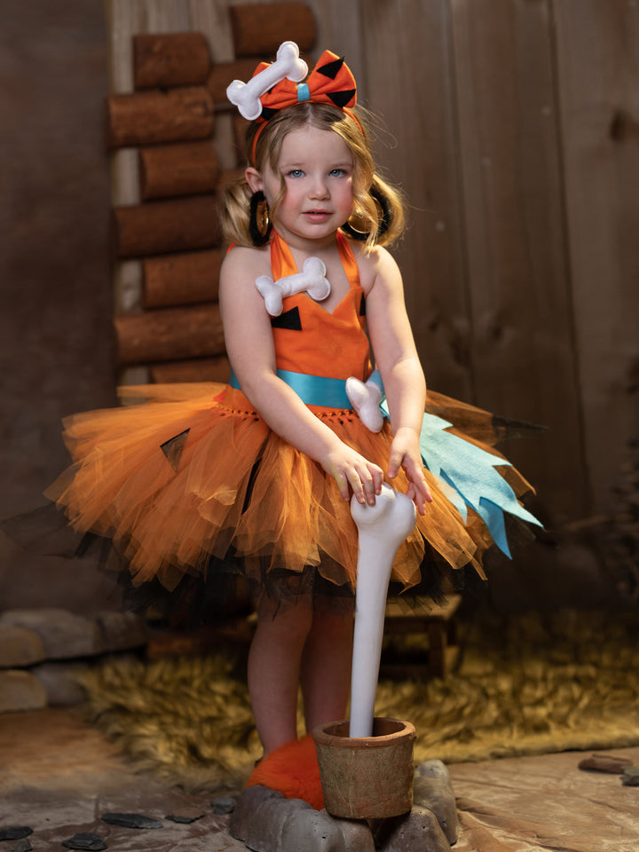 Kids Halloween Costumes | Flintstones Pebbles Dress | Mia Belle Girls