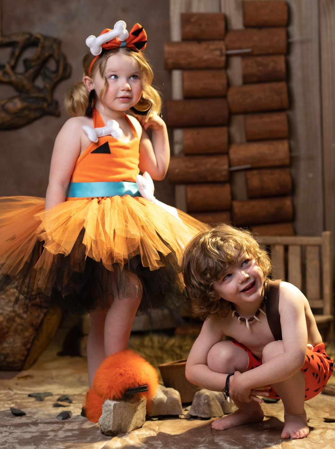 Kids Halloween Costumes | Flintstones Pebbles Dress | Mia Belle Girls