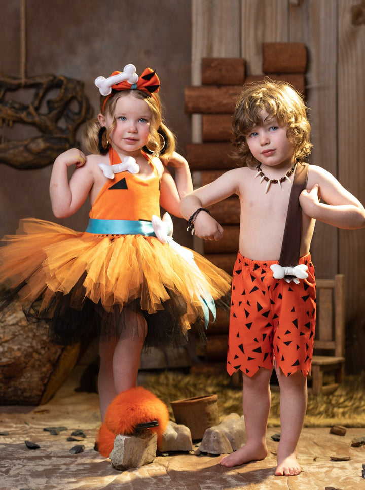 Kids Halloween Costumes | Flintstones Pebbles Dress | Mia Belle Girls