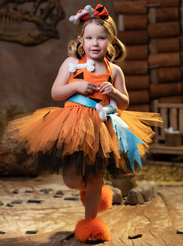 Kids Halloween Costumes | Flintstones Pebbles Dress | Mia Belle Girls