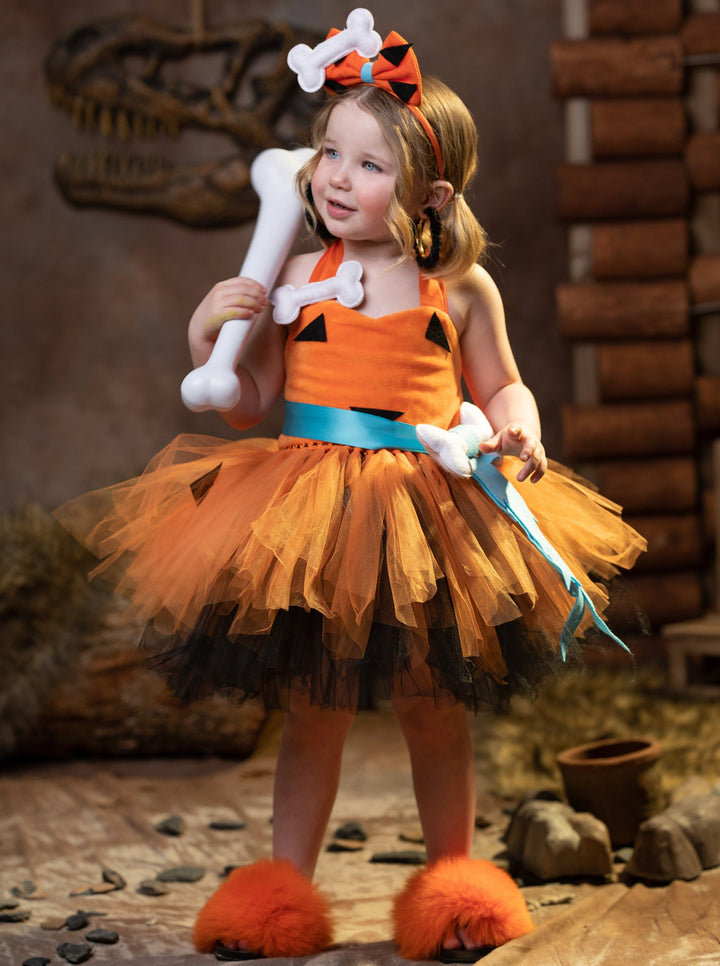 Kids Halloween Costumes | Flintstones Pebbles Dress | Mia Belle Girls