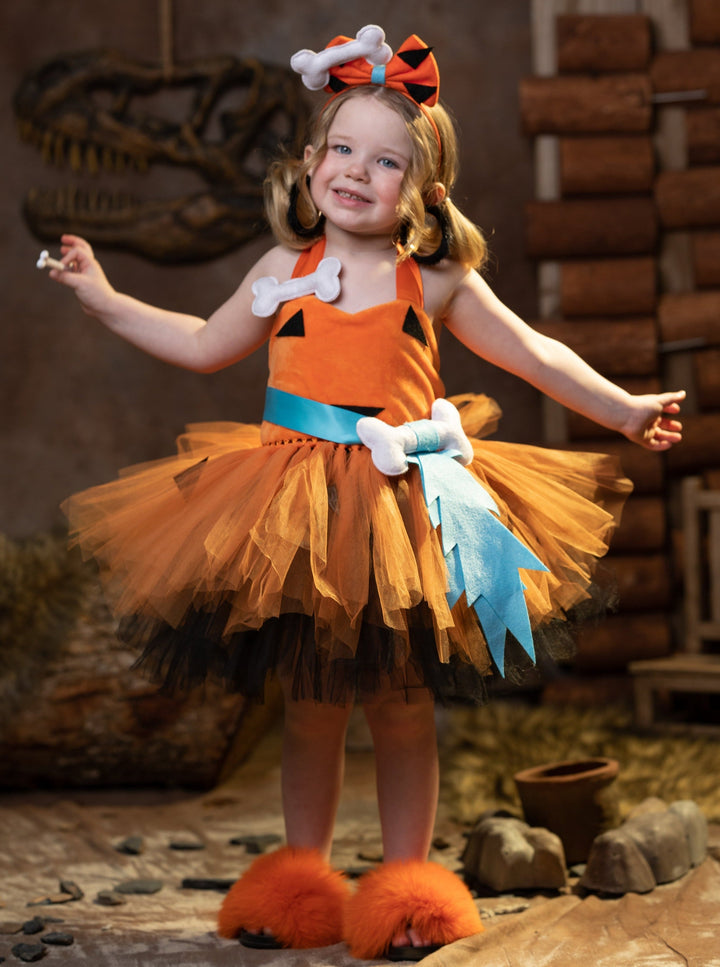 Kids Halloween Costumes | Flintstones Pebbles Dress | Mia Belle Girls