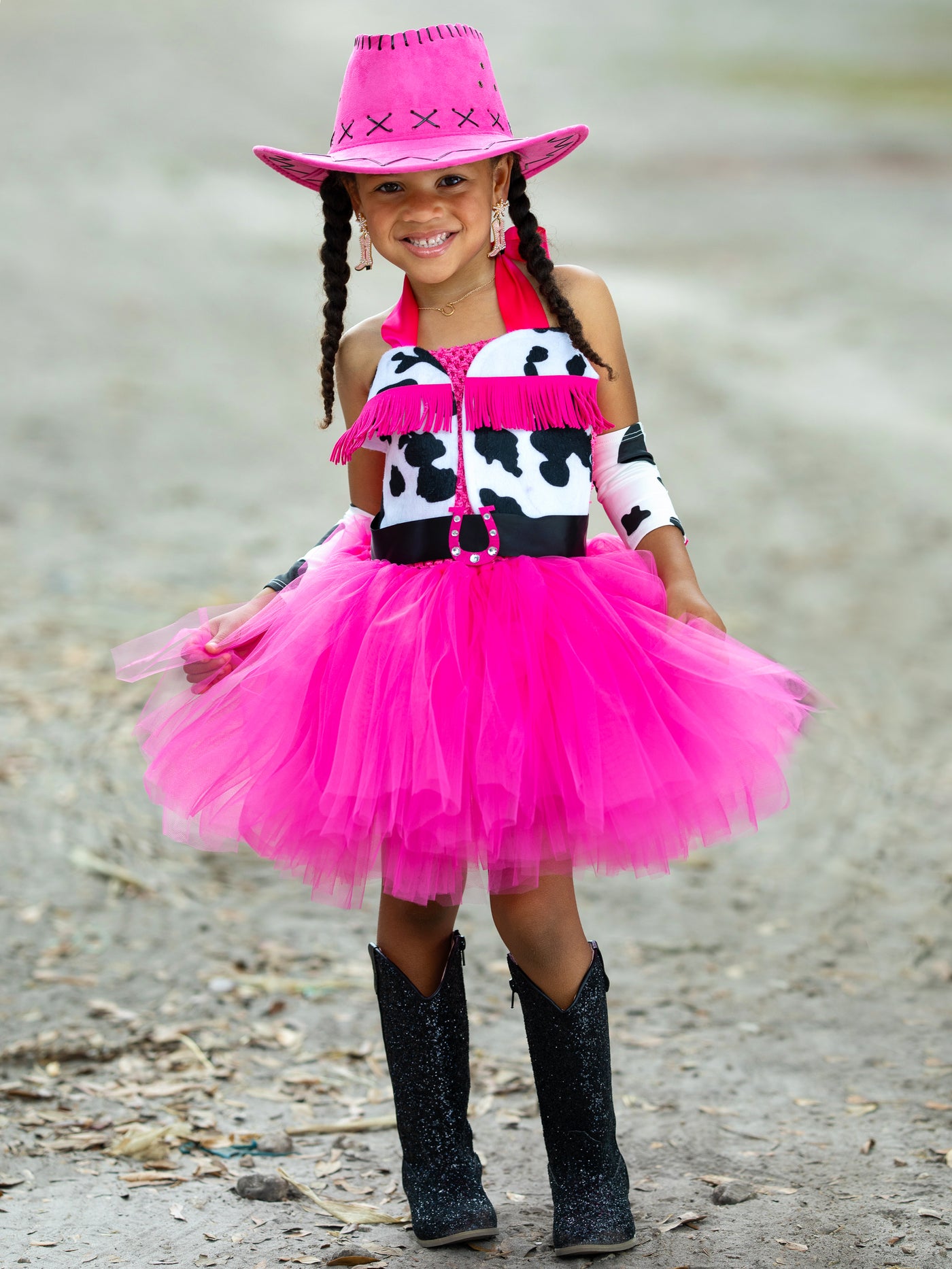 Kids Halloween Costume | Cowgirl Princess Tutu Dress | Mia Belle Girls Hot Pink / 5Y