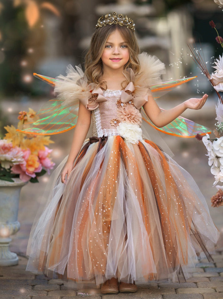 Kids Halloween Costume | Girls Golden Fairy Sparkle Tutu Dress