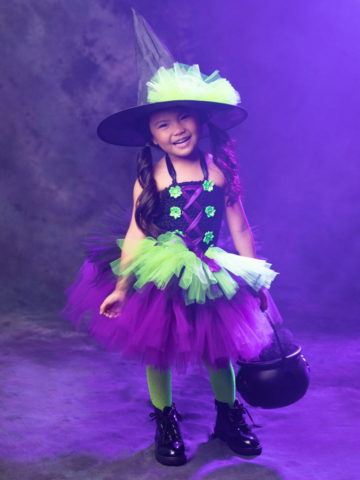 Girls Halloween Costumes | Witch Tutu Dress & Hat | Mia Belle Girls