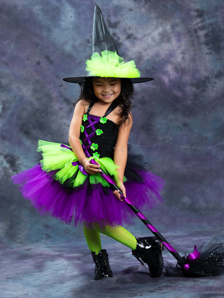 Girls Halloween Costumes | Witch Tutu Dress & Hat | Mia Belle Girls