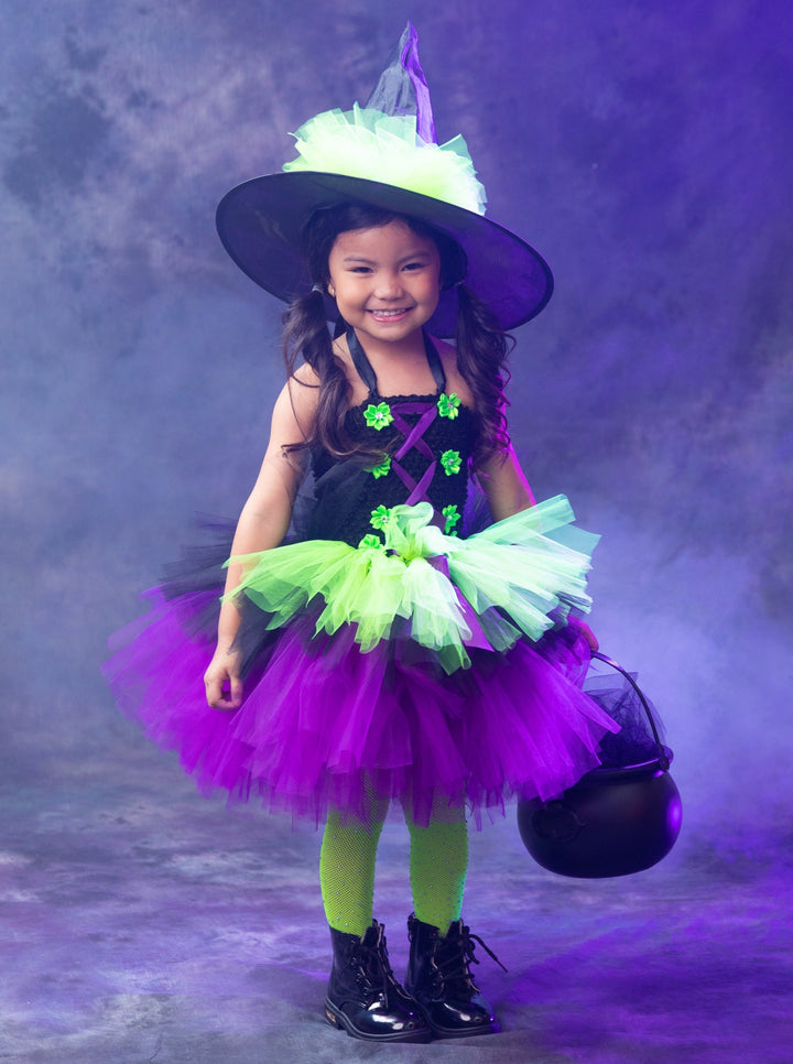 Girls Halloween Costumes | Witch Tutu Dress & Hat | Mia Belle Girls