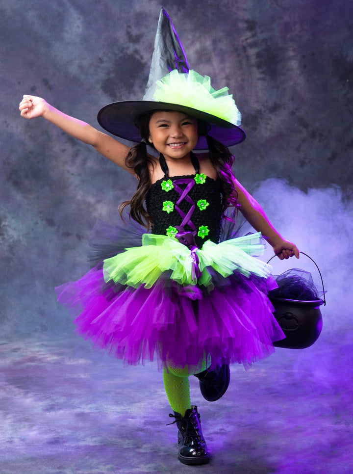 Girls Halloween Costumes | Witch Tutu Dress & Hat | Mia Belle Girls