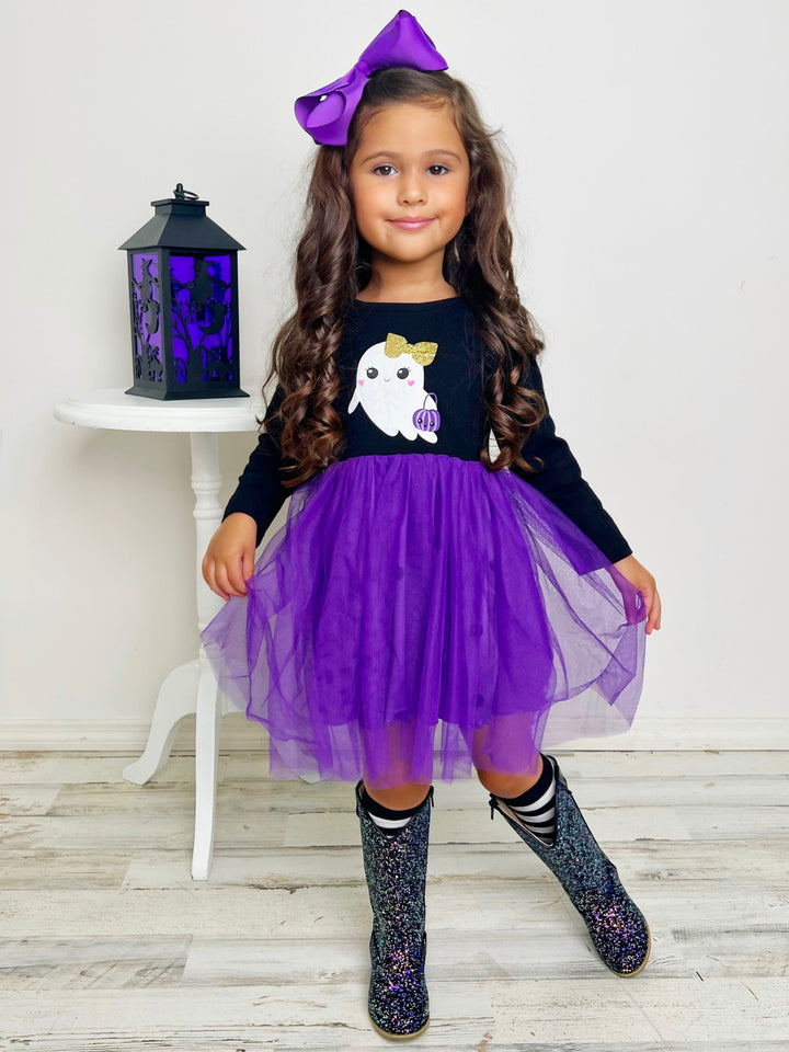 Girls Halloween Apparel Ghost Swiss Tulle Tutu Dress - Mia Belle Girls