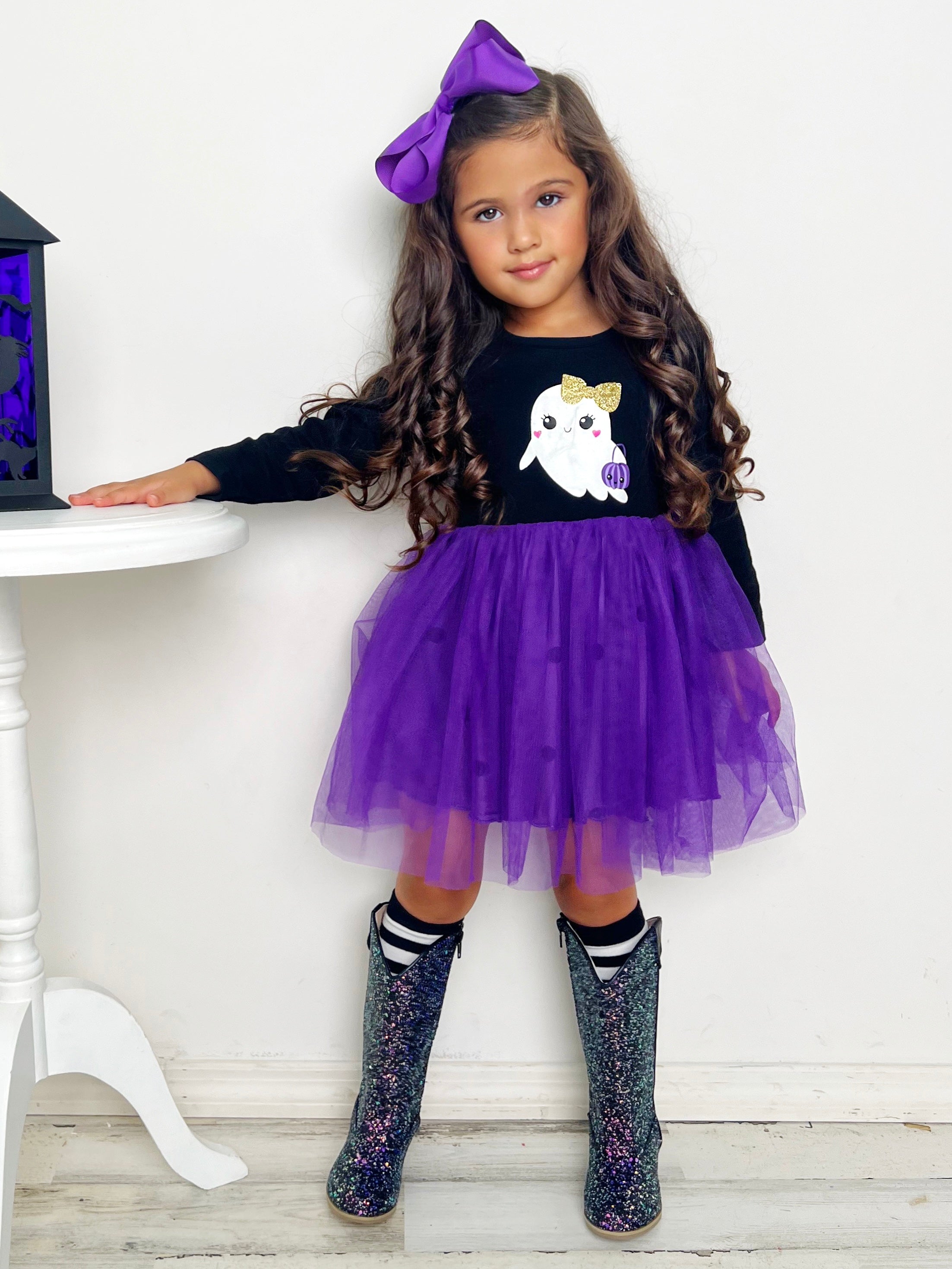 Long authentic Purple Black Tutu Skirt Child Girls