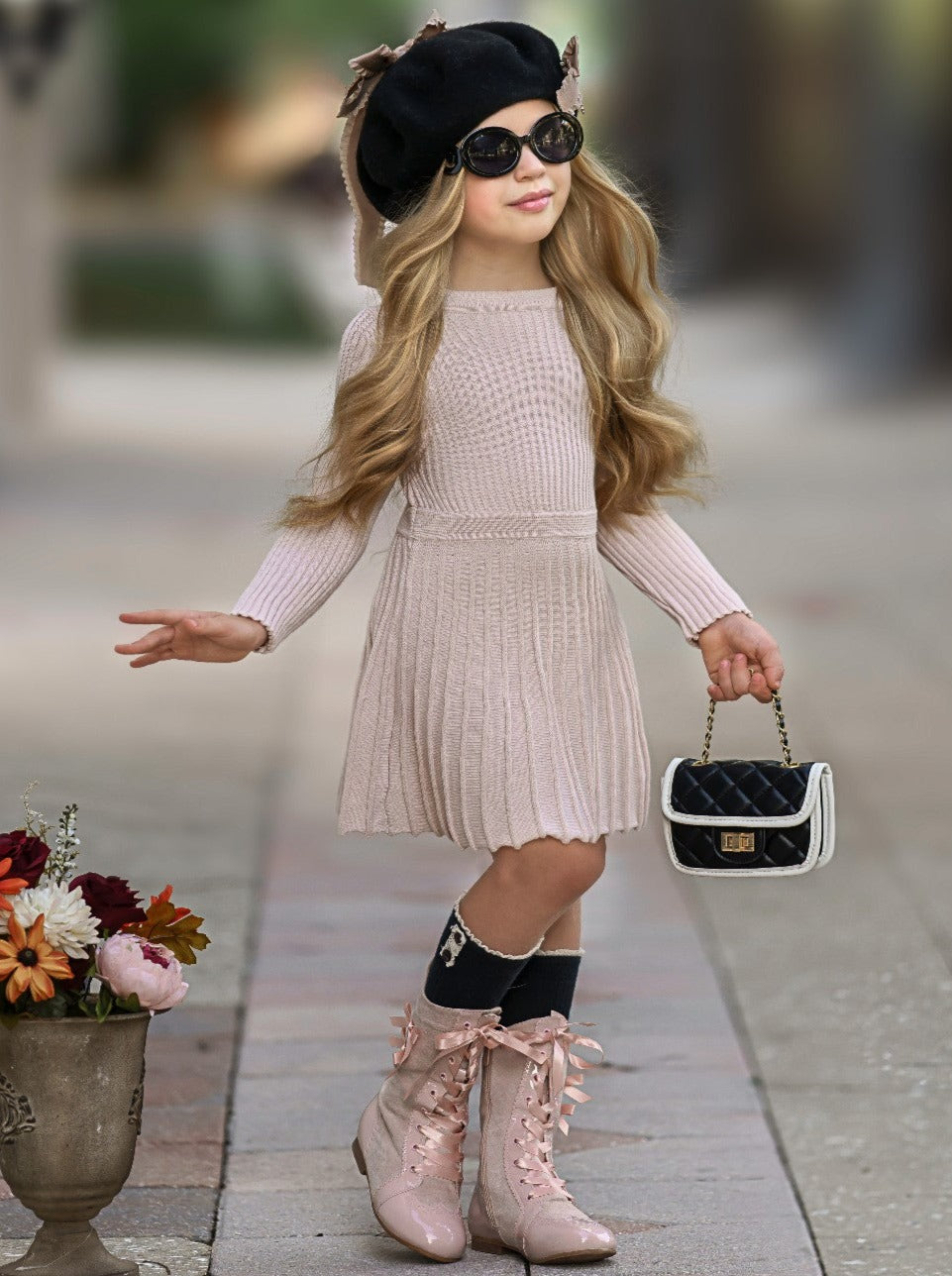 Girls Preppy Chic Dresses | Rib Knit Sweater Dress | Mia Belle Girls