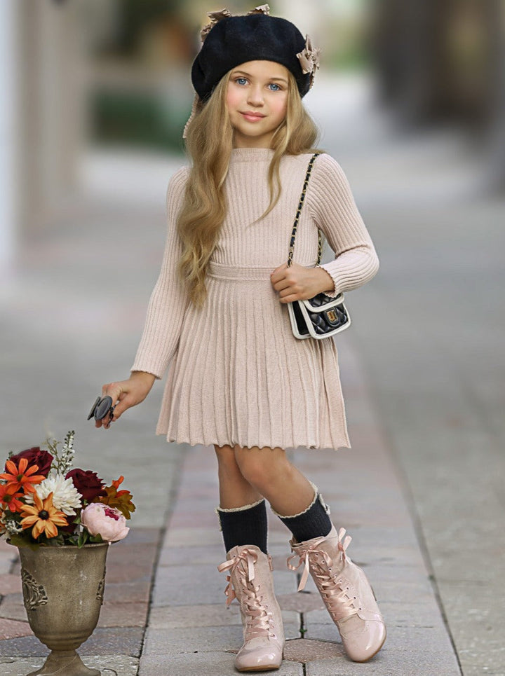 Girls Preppy Chic Dresses | Rib Knit Sweater Dress | Mia Belle Girls