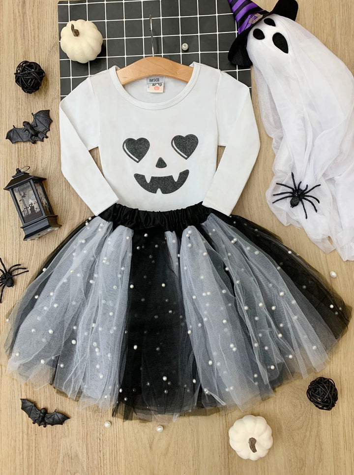 Little Girls Halloween Apparel Top & Tutu Skirt Set - Mia Belle Girls