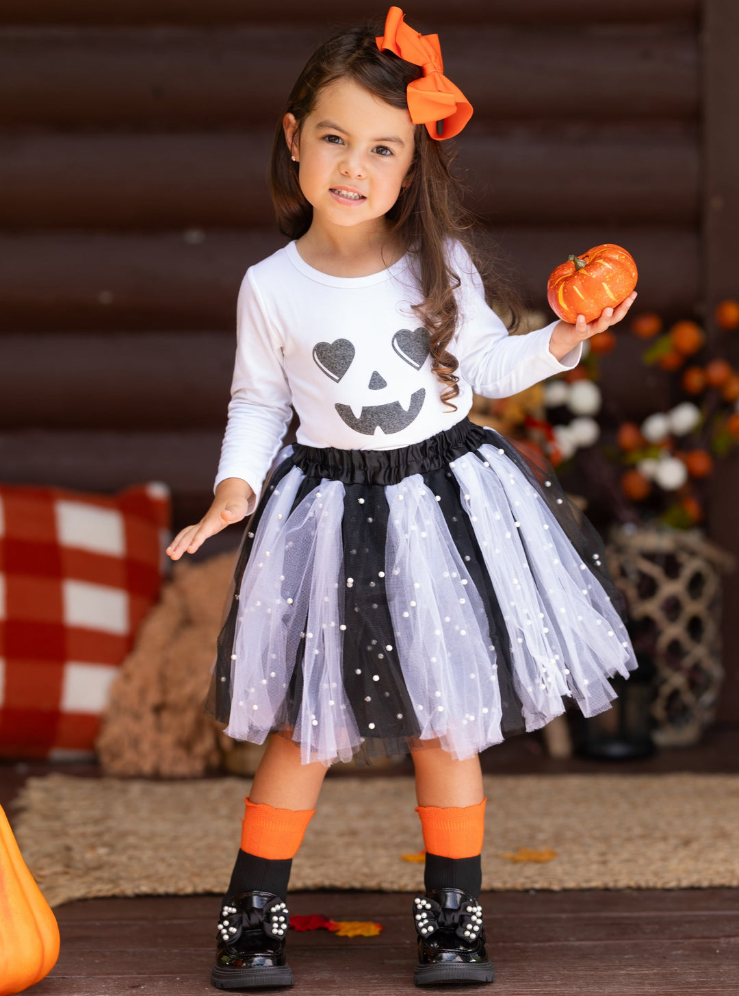 Little Girls Halloween Apparel Top & Tutu Skirt Set - Mia Belle Girls