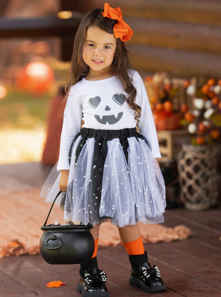 Little Girls Halloween Apparel Top & Tutu Skirt Set - Mia Belle Girls