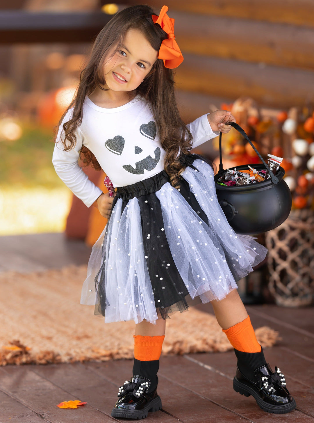 Little Girls Halloween Apparel Top & Tutu Skirt Set - Mia Belle Girls