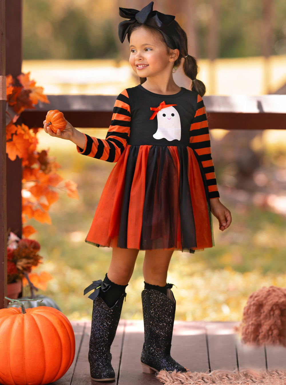 Mia Belle Girls Striped Sleeve Tutu Dress | Girls Halloween Apparel