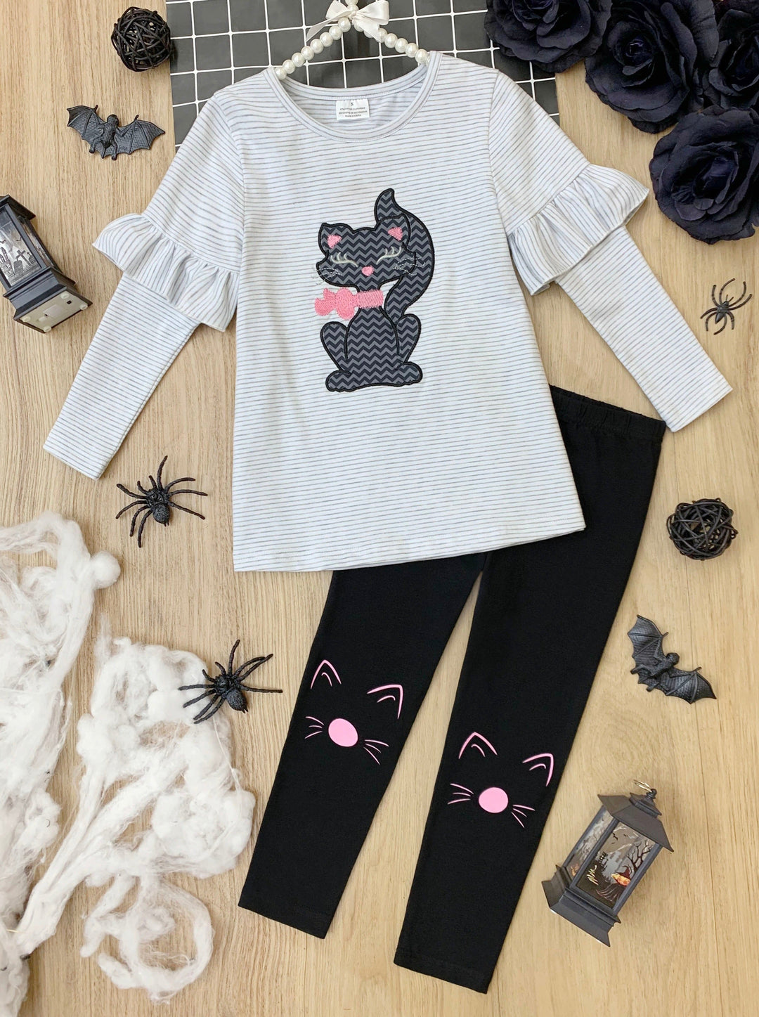 Girls Fall Outfit | Ruffle Sleeve Top & Legging Set - Mia Belle Girls