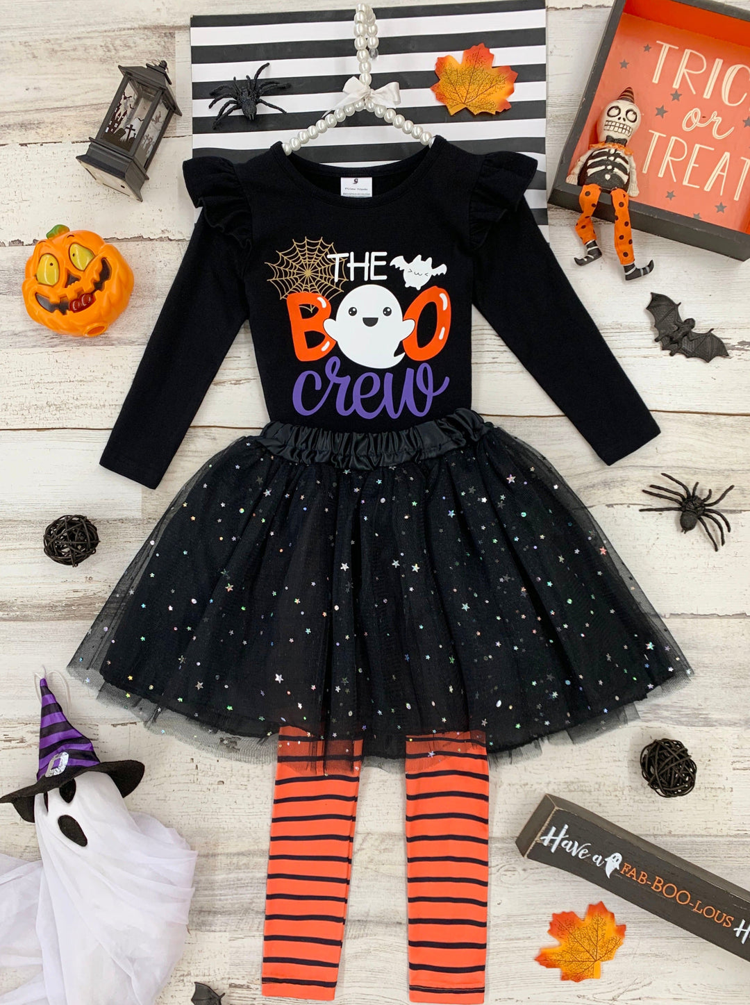 Girls Halloween Apparel | The Boo Crew Top, Sparkle Tutu & Legging Set