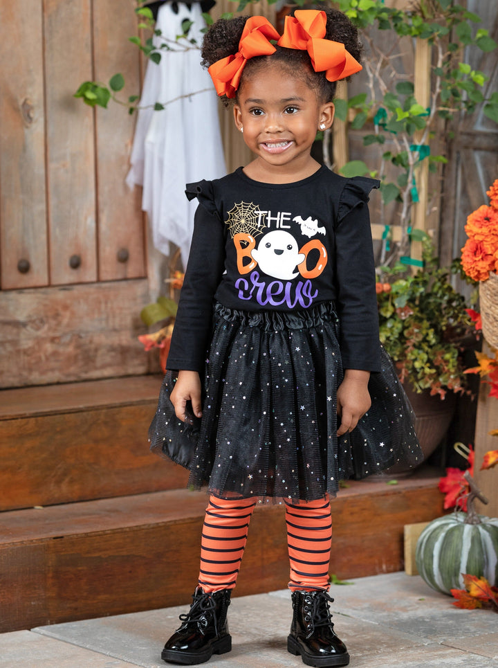 Girls Halloween Apparel | The Boo Crew Top, Sparkle Tutu & Legging Set