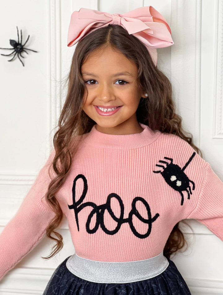 Set mit Halloween-Boo-Top und Spinnen-Tutu-Rock