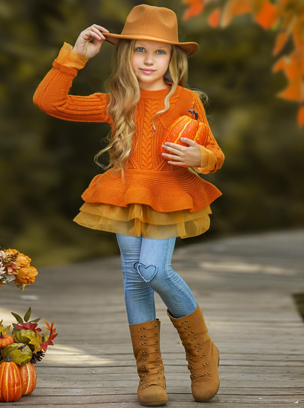 Kids Sweaters | Girls Cable Knit Peplum Tutu Sweater | Mia Belle Girls