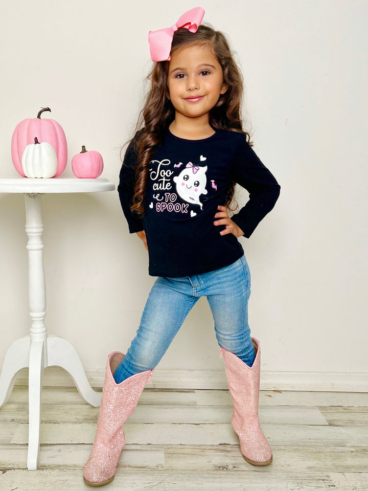 Girls Casual Halloween Tops | Too Cute To Spook Top - Mia Belle Girls