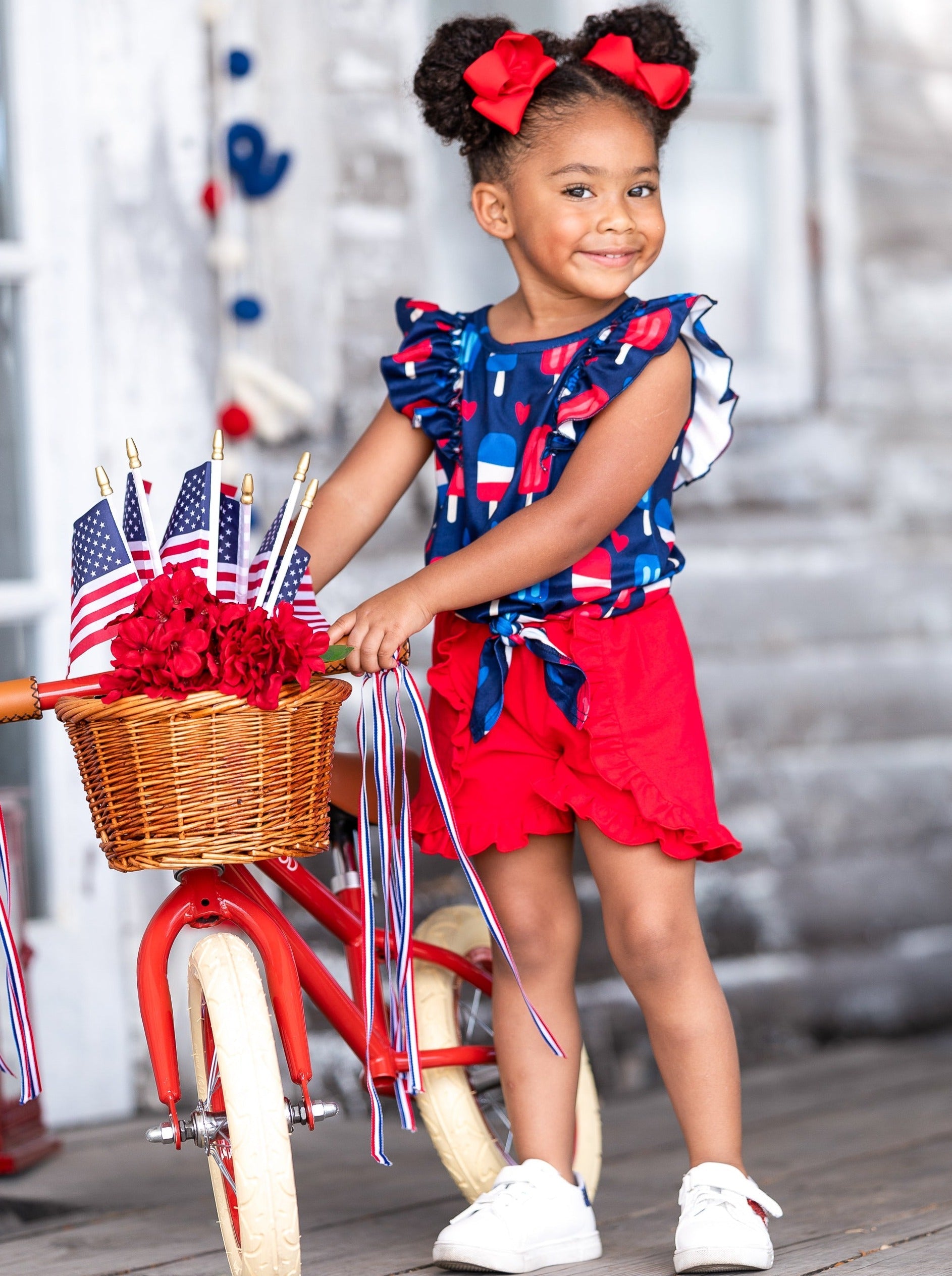 Memorial Day 4th of July Sets Dresses Swimsuits Mia Belle Girls