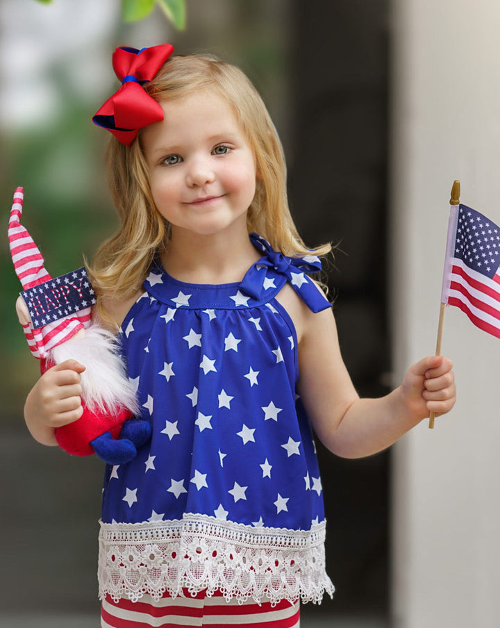 Girls 4th of July Outfits | Halter Neck Top & Bell Bottom Legging Set