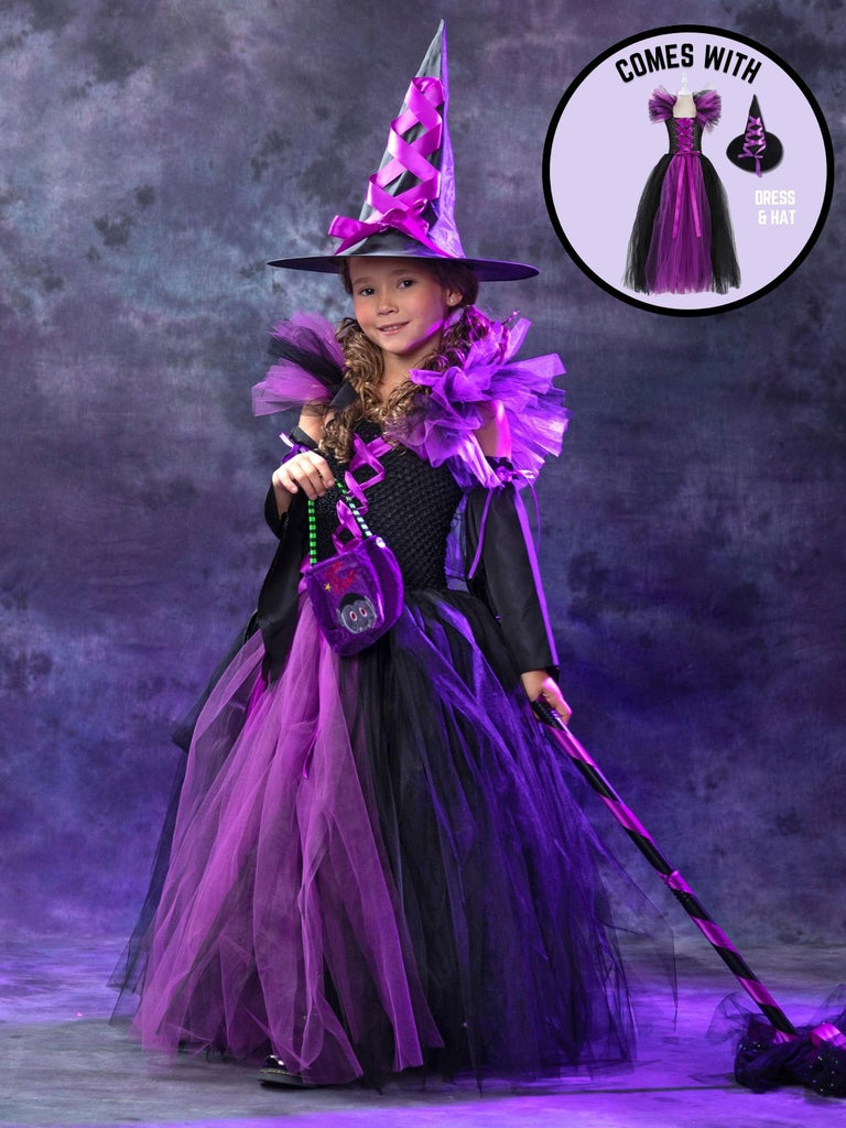 Violet – Purple and Black Stripes Pirate Witch Goth Costume
