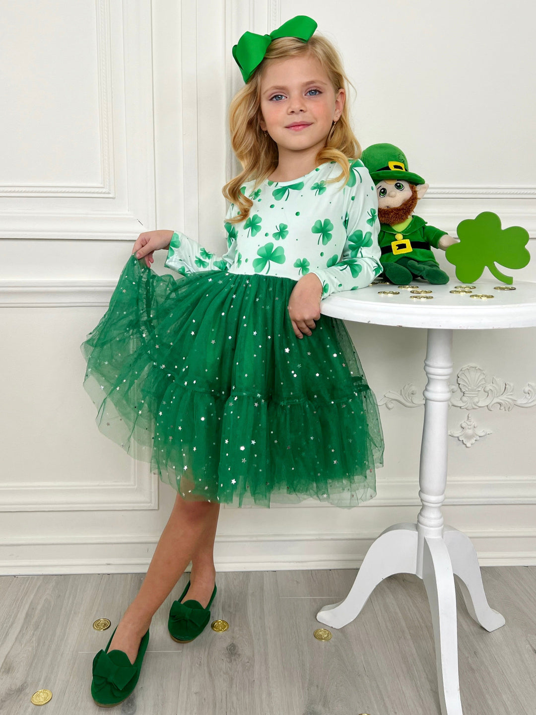 Mia Belle Girls Clover Tutu Dress | Girls St. Patrick's Day Dresses