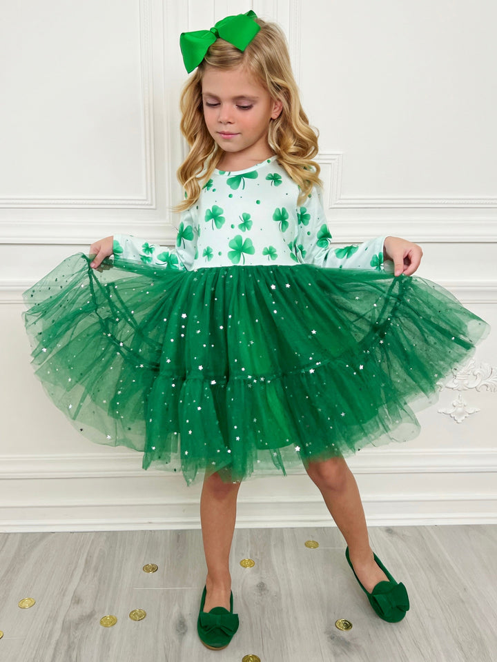 Mia Belle Girls Clover Tutu Dress | Girls St. Patrick's Day Dresses